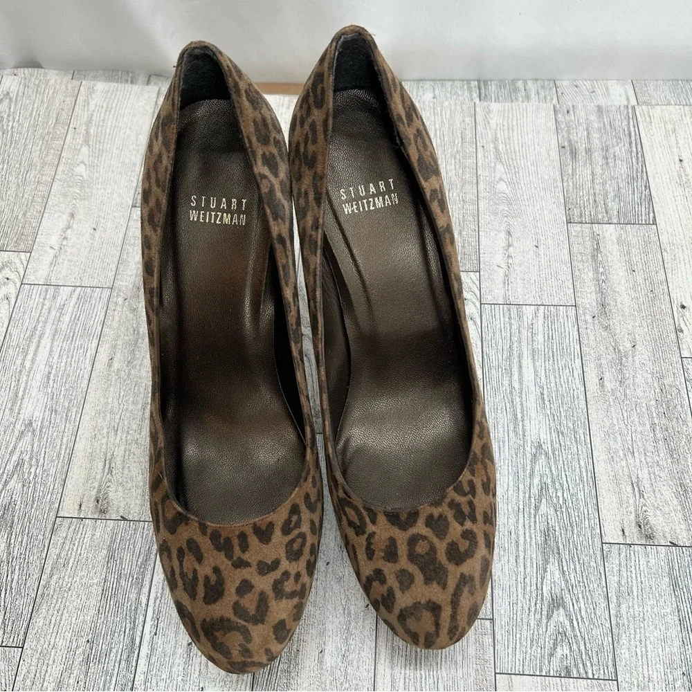Stuart Weitzman brown animal print platform heels cheetah